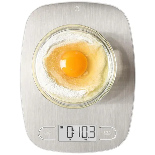 Miniatura 17 de Greater Goods Báscula de alimentos – Báscula digital de cocina, precisión de 1g (0.035 oz), tara fácil y conversión rápida, diseño compacto delgado