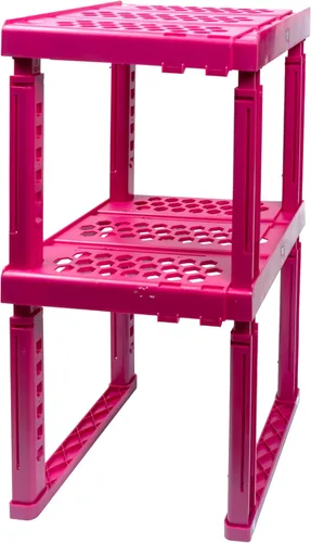 Estante Organizador de Taquilla, Ancho y Altura Ajustable, Ideal para Taquillas de Escuela, Oficina y Gimnasio (Paquete de 2, Magenta)