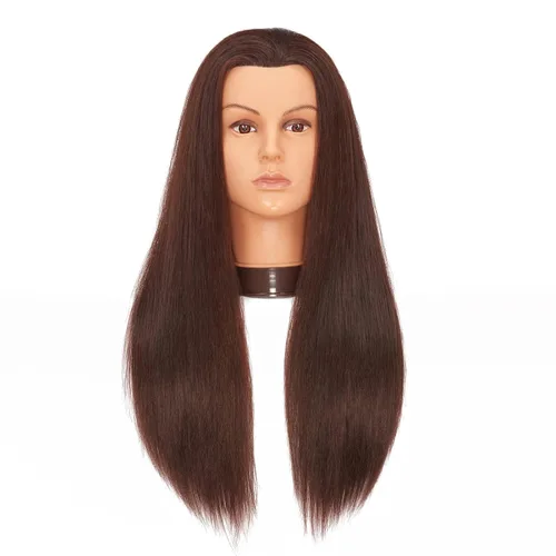 Cabeza de maniquí de 26-28 pulgadas, cabeza de maniquí Yaki de fibra sintética para peluquería y cosmetología, maniquíes, cabeza de práctica con