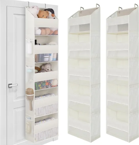 GRANNY SAYS Organizador sobre la puerta, 5 estantes detrás de la puerta con 8 bolsillos y ventana transparente, anti inclinación, almacenamiento