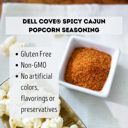 Miniatura 6 de Dell Cove Spices Condimento picante para palomitas cajún Sin OMG y sin gluten Apto para veganos Palomitas de maíz con un toque picante