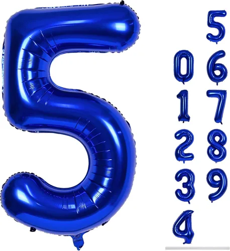 Miniatura 127 de Globo dorado champán con el número 5, globos de aluminio autoinflables grandes de 40 pulgadas del 0 al 9, globo de helio digital 5 dorado claro