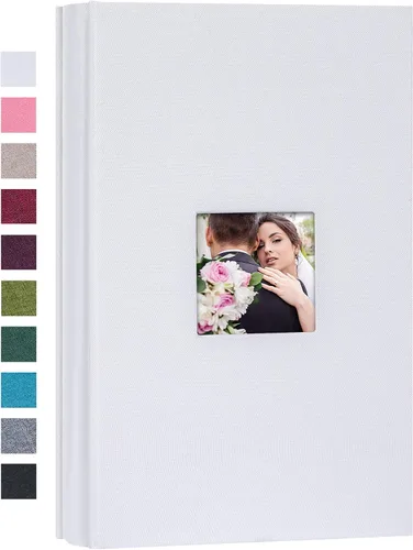Miniatura 22 de Mublalbum Álbum de Fotos Pequeño 4x6 200 Fotos Cubierta de Lino Libro de Imágenes con Bolsillos Horizontales para Boda Familia Aniversario y Bebé