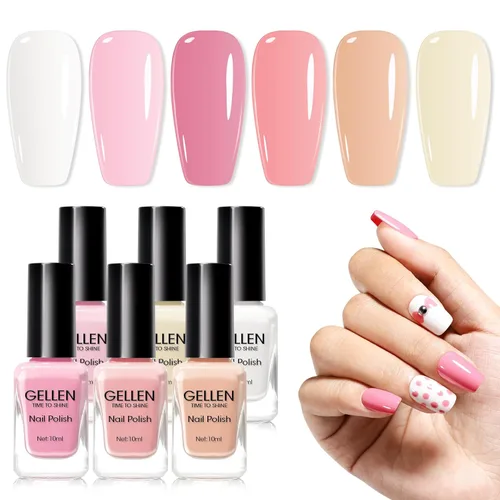 Miniatura 33 de GELLEN Juego de Esmalte de Uñas en 4 Colores Negro, Blanco, Gris & Base y Capa Superior, Esmalte de Uñas de Tendencia Otoño/Invierno Negro, Blanco