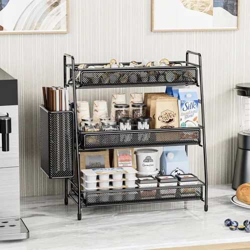 Miniatura 5 de EKNITEY Organizador de encimera de baño con estante de 3 niveles - Estante de especias de 3 niveles de metal, organizador de maquillaje, pequeña