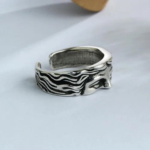 Miniatura 6 de OIDIMS Anillo vintage de Venus de media cara para mujeres y hombres, ajustable, personalizado, abierto, nudillos, banda para el dedo, joyería única