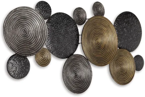 Signature Design by Ashley Emsley - Decoración de pared de metal ecléctico de 44 x 22 pulgadas, acabados metálicos, estilo contemporáneo, moderno y