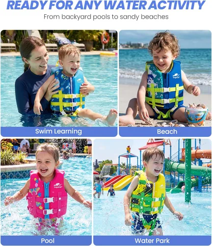 Miniatura 4 de Gogokids Chaleco de natación para niños pequeños, chaleco de natación de alta calidad para niños de 30-40-50-60-70-80 libras, flotadores para niños