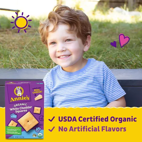 Miniatura 4 de Galletas saladas horneadas Annie's Organic White Cheddar Squares, hechas con queso real, 7.5 oz