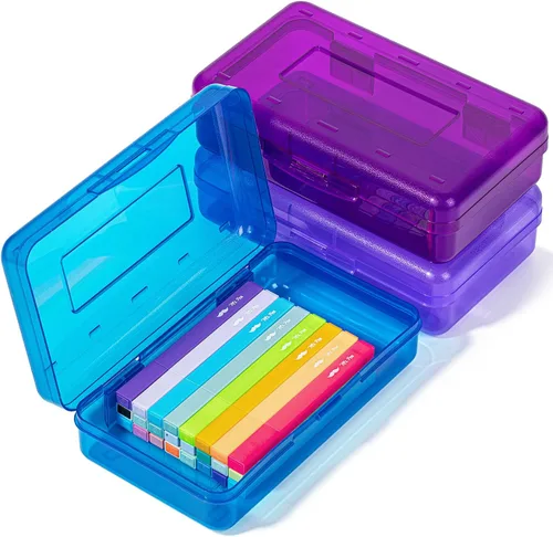 Miniatura 9 de Mr. Pen - Cajas de lápices transparentes, paquete de 6, 7.9 x 4.5 x 2.4 pulgadas, azul transparente, tapa hermética, organizador de cajas de lápices