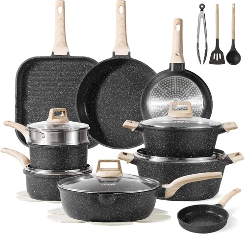 Miniatura 14 de CAROTE 10Pcs Pots and Pans Set Nonstick, Non Stick Cooking Set w/Frying Pans & Saucepans, Induction Kitchen Cookware Set Blanco