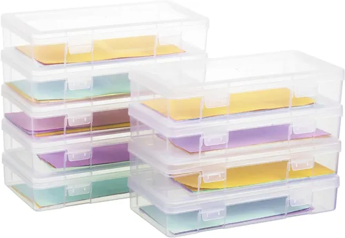 Paquete de 9 organizadores medianos de plástico para manualidades, contenedores de almacenamiento de plástico transparente con tapa de pestillo,