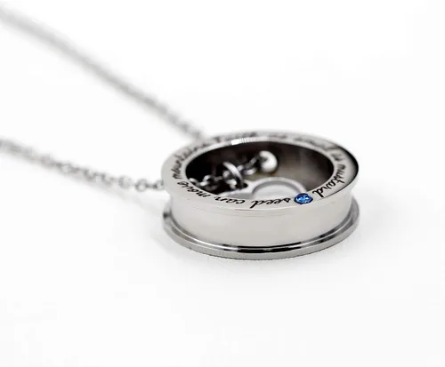 Miniatura 3 de Uloveido Collar de anillo redondo de círculo cristiano grabado fe tan pequeña como una semilla de mostaza puede mover montañas Y958