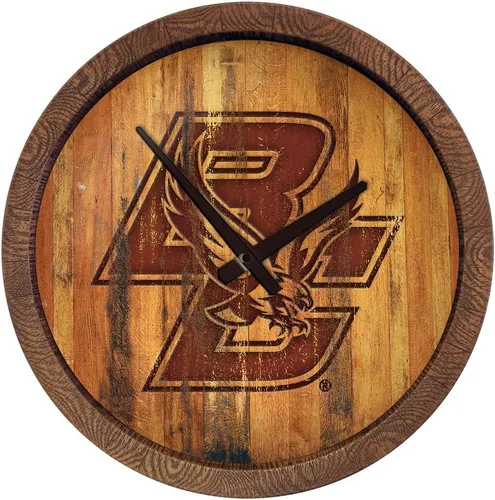 Miniatura 43 de The Fan-Brand NCAA Oklahoma Sooners: Reloj de pared con parte superior de barril de imitación para decoración de bar, decoración de fiesta