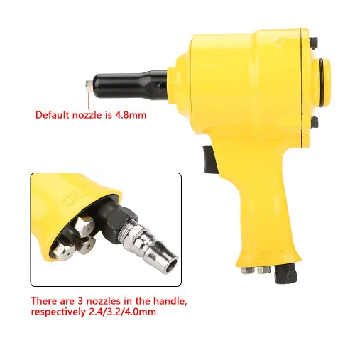 Miniatura 6 de Kit de pistola de remache neumática accionada por aire – 3/32 pulgadas 1/8 pulgadas 5/32 pulgadas 3/16 pulgadas 1/4 pulgadas de capacidad con fuerza