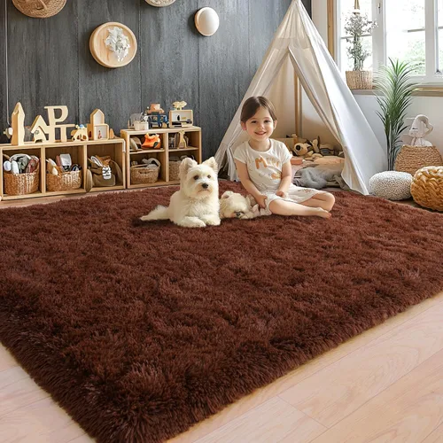Miniatura 59 de Alfombras de área de 8x10 para sala de estar, alfombra shaggy grande ultra suave y esponjosa para dormitorio, alfombras de felpa mullida Blanco crema