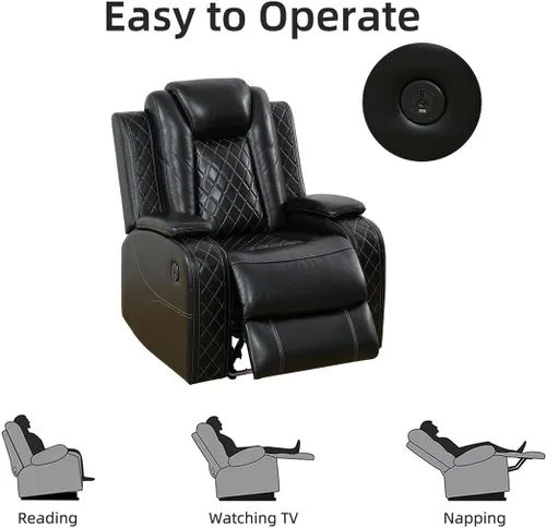 Miniatura 6 de Juego de sofá reclinable eléctrico con luz LED, sofá seccional de cuero, juegos de muebles para sala de estar, juegos modernos de sofá reclinable