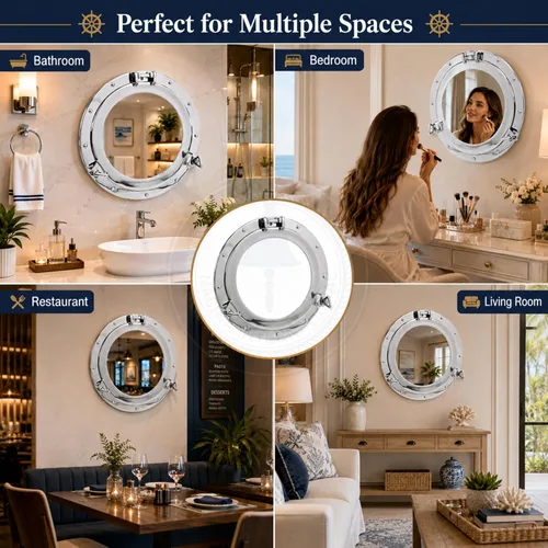 Miniatura 8 de Nagina International Espejo de aluminio chapado en níquel para decoración de baño (20 pulgadas)
