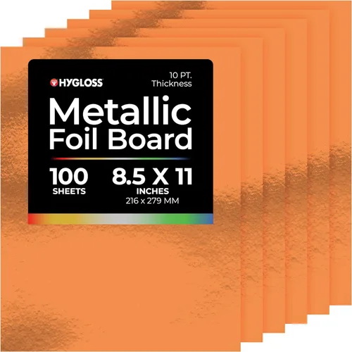 Miniatura 28 de Hygloss Hojas de cartulina metálica, 100 hojas de oro mate, 8.5 x 11 pulgadas, resistentes, 10 puntos, papel de cartón metálico para manualidades