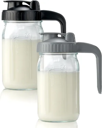 Miniatura 31 de Tarro Mason con tapa de boquilla para verter en forma de V, jarra de té helado de 2 cuartos de galón, doble a prueba de fugas, jarra de bebida de 64