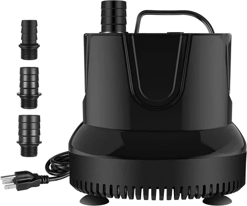 YSSOA Bomba de agua sumergible de 800 GPH (3000 L/H, 60 W) con succión inferior, elevación de 9.8 pies de altura, 3 boquillas, ideal para pecera,