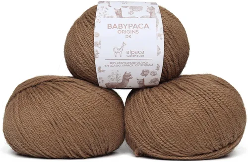 Miniatura 9 de 100% Hilo de Lana de Alpaca Bebé (Juego de 3 Madejas, 150 Gramos) Peso DK - Hecho en Perú - Celestialmente Suave y Perfecto para Tejer y Ganchillo