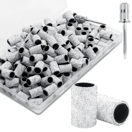 Miniatura 9 de Juego de bandas de lijado para taladro de uñas, 300 bandas de grano grueso y fino (100#180#240#) con brocas de mandril de 3/32 pies para manicura