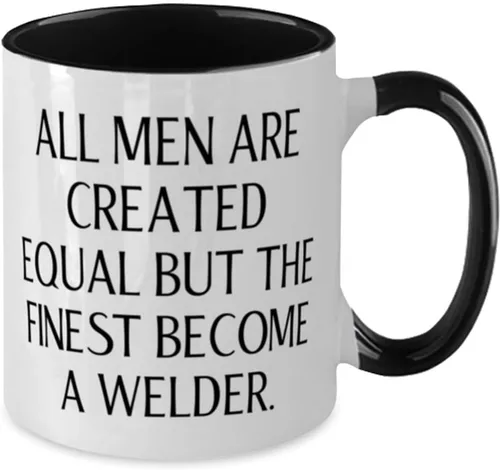 Miniatura 2 de Epic Welder Gifts, All Men Are Created Equal but the Finest Become a, Welder Two Tone 11oz Mug From Friends, Cup For Coworkers, Gifts for coworkers