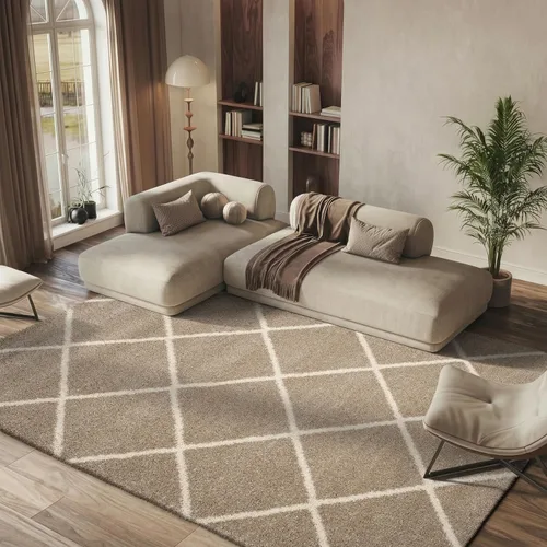 Miniatura 19 de SAFAVIEH - Alfombra de la colección Hudson Shag, diseño de enrejado moderno, no desprende pelusa y fácil de cuidar, 2 pulgadas de grosor, ideal