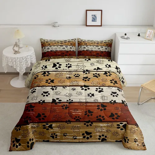 Miniatura 32 de Juego de edredón rústico de oso tamaño completo, juego de ropa de cama de caza de animales salvajes de 3 piezas, edredón de plumón vintage de cabaña