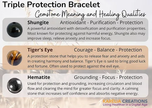Miniatura 10 de Karelia Creations Pulsera de protección de shungite para niños, idea de graduación 100% auténtica, se adapta a la mayoría de los adolescentes