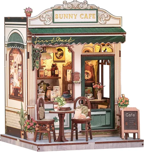 Miniatura 16 de Cutefun - Kit de rincón de libros - Kit de casa en miniatura DIY para adultos y adolescentes, kit de rompecabezas de madera 3D en miniatura con LED