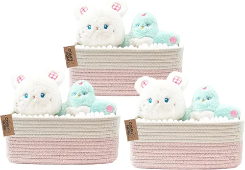 Miniatura 16 de COMFY-HOMI Cestas de almacenamiento de 11.5 x 7.5 x 4.7 pulgadas para organizar, cesta tejida de cuerda de algodón, caja de almacenamiento