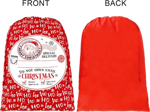 Miniatura 3 de BeeGreen Bolsas de regalo de Navidad grandes rojas con cordón, paquete de 2 bolsas grandes de 27.6 x 42 pulgadas, bolsa de regalo gigante