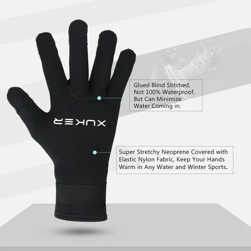 Miniatura 4 de XUKER Guantes de agua, de neopreno de 0.118 pulgadas y 0.197 pulgadas, guantes de invierno para buceo, esnórquel, surf