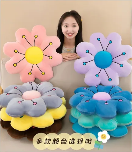 Miniatura 4 de AZCHEN Cojín de suelo con flores, cojín de flores, decoración del hogar, almohada de lectura (17.7 pulgadas, morado)