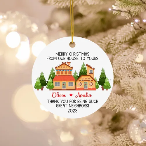Miniatura 3 de Adorno de Navidad con texto en inglés «Thank You for Being Great Neighbor», adorno de Navidad personalizado para el mejor amigo, regalo de amistad