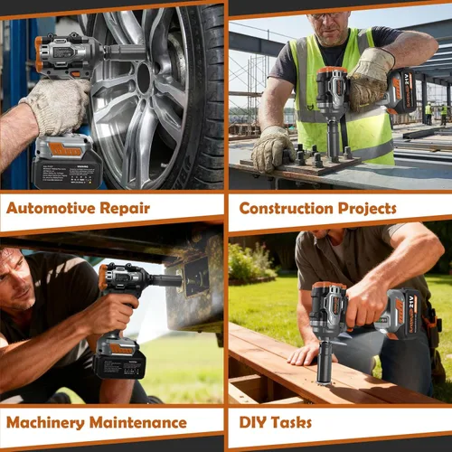 Miniatura 7 de 21V Cordless Impact Wrench - 750Ft-lbs(1000N·m) High Torque Brushless Power 1/2 Inch Impact Gun with 2 x 4.0Ah Batteries & 6 Sockets & Fast Charger