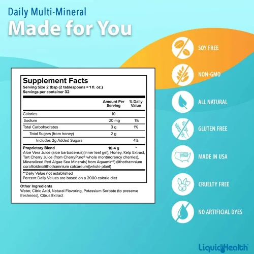 Miniatura 4 de LIQUIDHEALTH Suplemento líquido multimineral diario con ácido fúlvico, acuamina iónica a base de plantas, minerales oceánicos – apoyo inmunológico