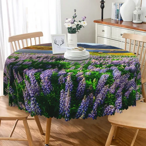 Miniatura 23 de Mantel redondo floral de primavera y verano de 48 pulgadas, diseño de flores rosas en acuarela, plantas botánicas, mantel decorativo de tela lavable