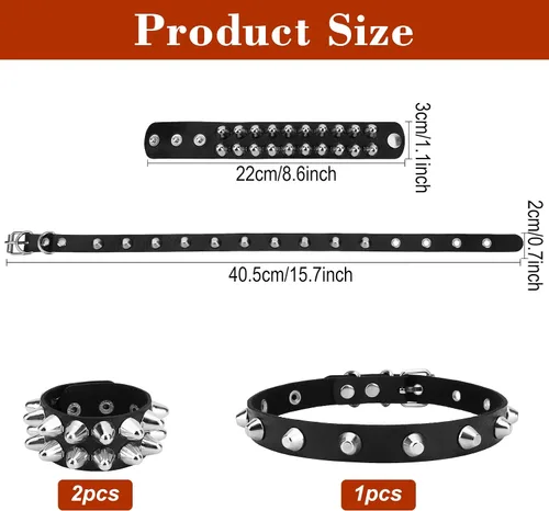 Miniatura 7 de Pulsera de Halloween, collares, accesorios de cuero con tachuelas, con tachuelas emo, punk, góticas, collares para mujeres y hombres