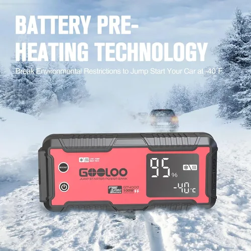 Miniatura 3 de GOOLOO GT4000 Arrancador de Automóvil 4000A 100W de Carga Rápida 12V Paquete de Batería Portátil SuperSeguro con Tecnología de Precalentamiento a