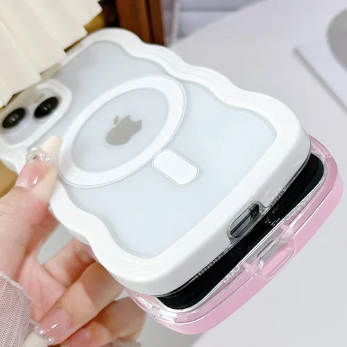 Miniatura 6 de Yeddabox Magsafe - Funda compatible con iPhone 13, diseño de ondas, lindo marco de colores de caramelo con ondas de agua, a prueba de golpes