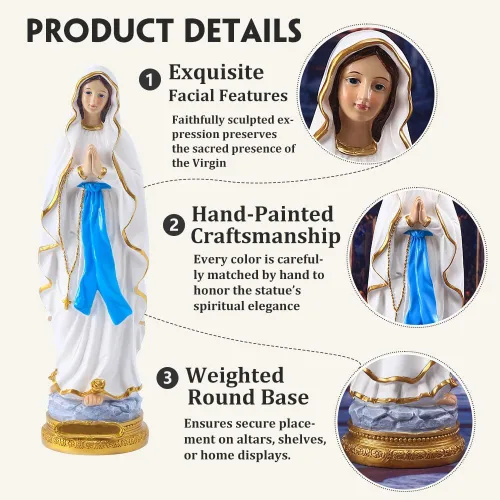 Miniatura 3 de Estatua de la Virgen María de resina de 12 pulgadas - Figurina de la Madre María católica, estatua de la Santísima Madonna Nuestra Señora