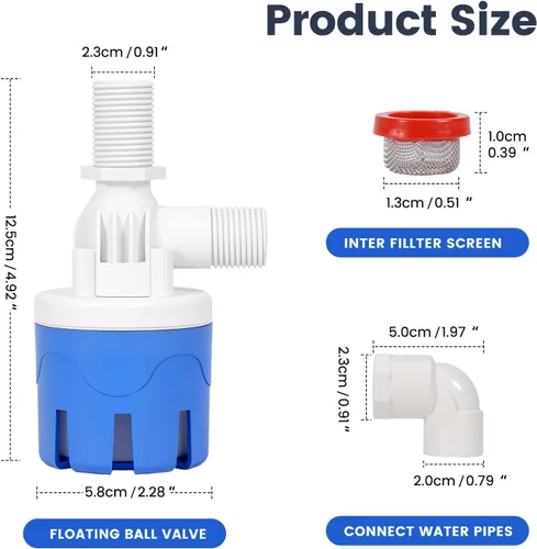 Miniatura 7 de Válvula automática de control de nivel de agua de entrada superior de 1/2 "válvula de flotador de agua automática para tanque de agua ganado agua