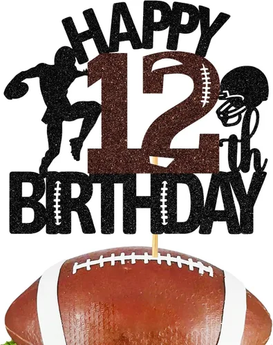 Miniatura 11 de Decoración para tartas de fútbol americano de 6 años, decoración de fiesta de cumpleaños de 6 años para niño
