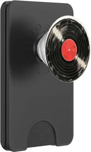 Reproductor de discos de vinilo rojo coleccionista de vinilo retro amante de la música PopSockets PopWallet para MagSafe