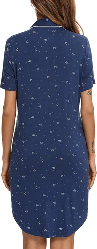 Miniatura 80 de Samring Camisón de pijama para mujer, manga corta/larga, con botones, camisón para dormir, camisón para novio, talla XXL