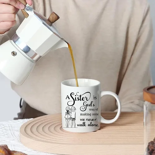 Miniatura 4 de Taza de café divertida de 11 onzas para regalar a la hermana, taza de té de cerámica para mujeres, regalo perfecto para el día de la madre, Navidad