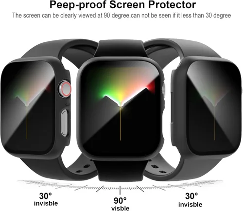 Miniatura 2 de Paquete de 2 fundas protectoras de pantalla para Apple Watch SE 2025 SE Series 6 5 4 SE de 40mm, protector de vidrio Anti-Espía, cubierta rígida